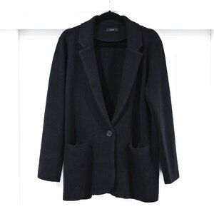 J. Crew Large Black Cecile Relaxed Knit Wool Sweater-blazer